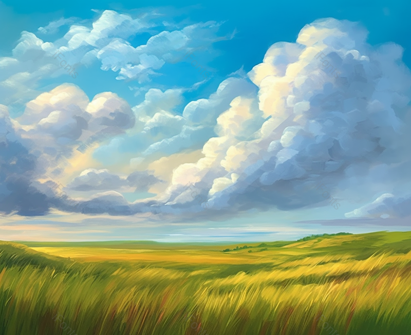 大自然天空下的绿草地卡通风景背景,插画/手绘图,插画/手绘图库,插画/手绘图下载,插画/手绘